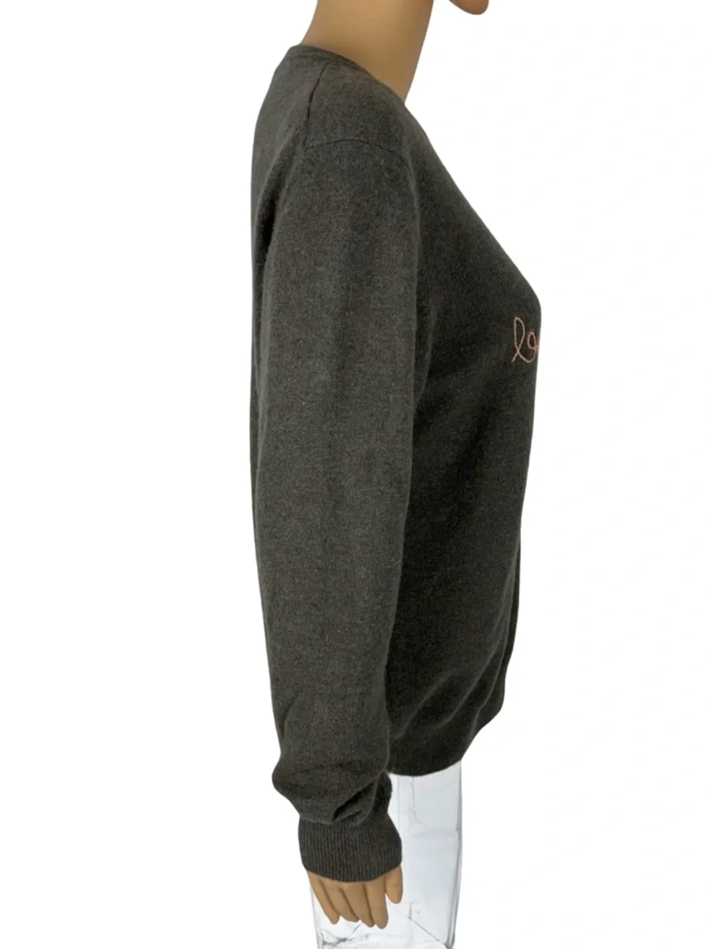 Lingua Franca "i read banned books" Cashmere Womens Large Sweater Gray Crewneck - Picture 5 of 9